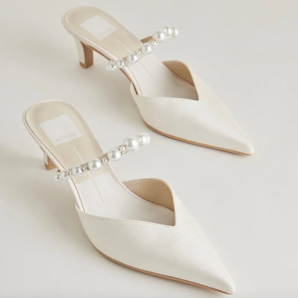 Kanika Pearl Mid Heels Vanilla Pearls